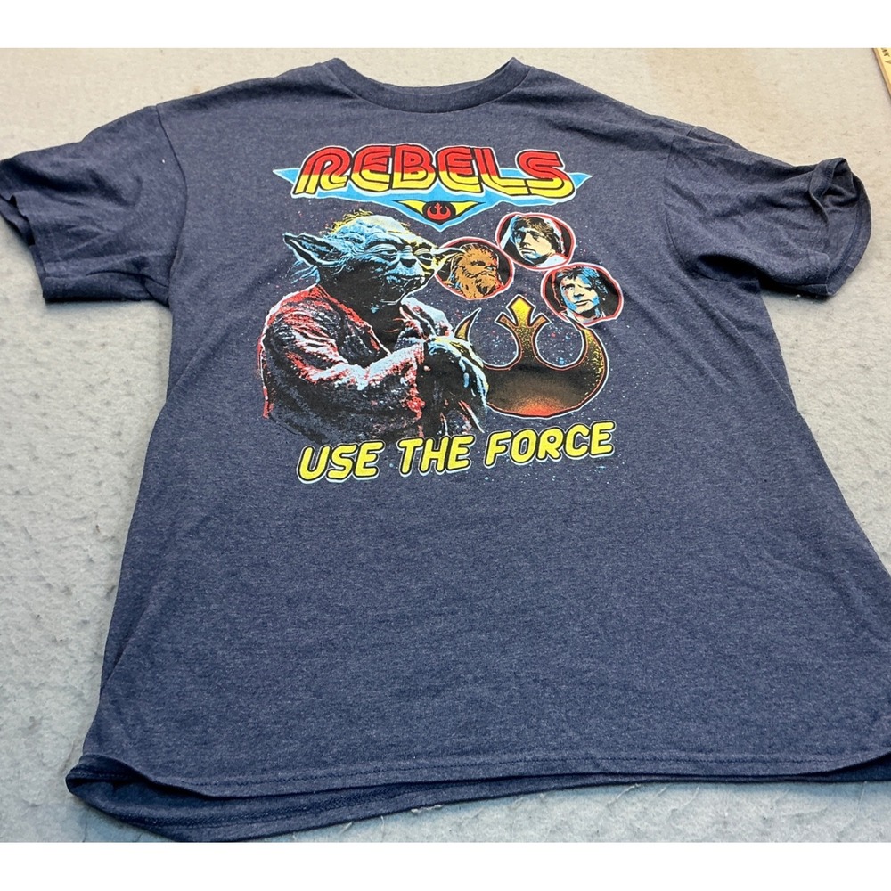 Star Wars Rebels T-Shirt Yoda Luke Chewbacca Han Solo Navy Blue Large L Graphic